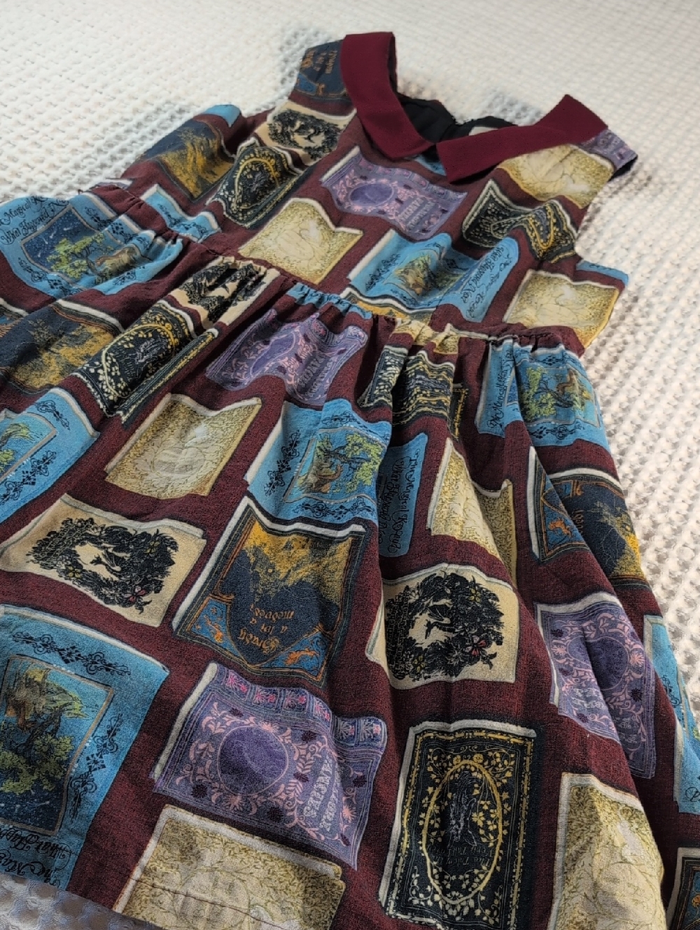 ModCloth Vintage 100% Cotton Burgundy Patchwork Print Dress - Picture 16 of 16